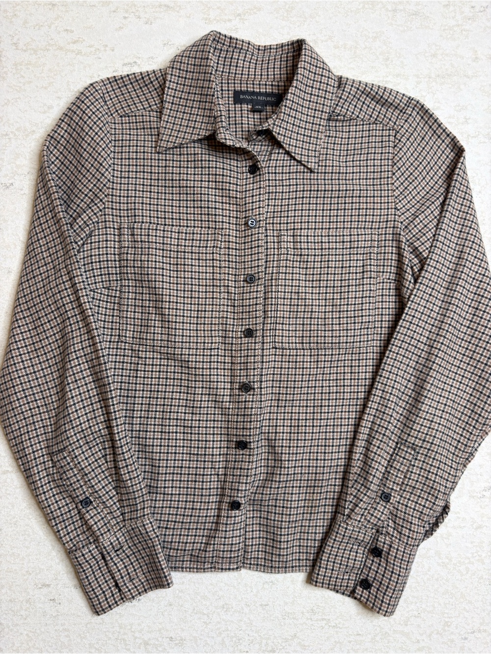 Banana Republic Cropped Plaid Flannel Button Up Shirt Size XS